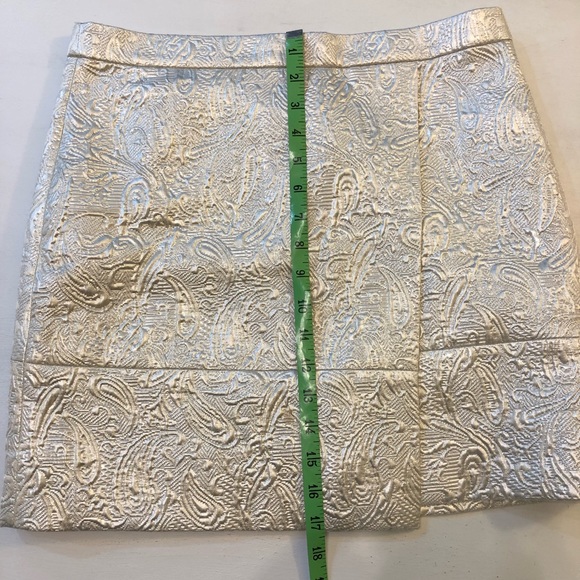 J. Crew Origami Skirt in Metallic Matelasse Mini Wrap Front - Cream Size 4, 8 - Picture 13 of 16